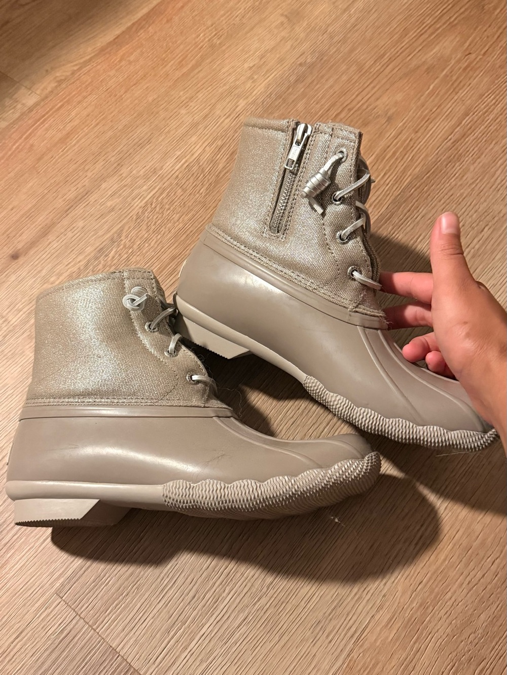 Sperry Short Lace-Up Boots in Taupe - Picture 3 of 5